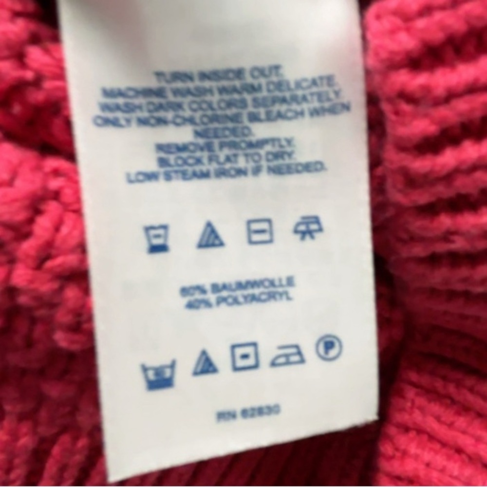 Lands' End Women's Pink Cable Knit Pink Fisherman Sweater Size XL - Picture 5 of 5